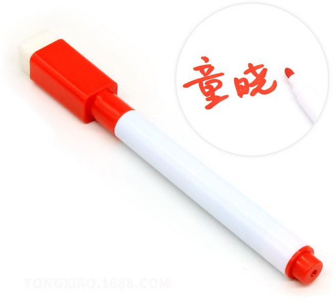 帶刷 小白板筆 彩色可擦式細字紅筆, 1個, 紅筆, 紅筆
