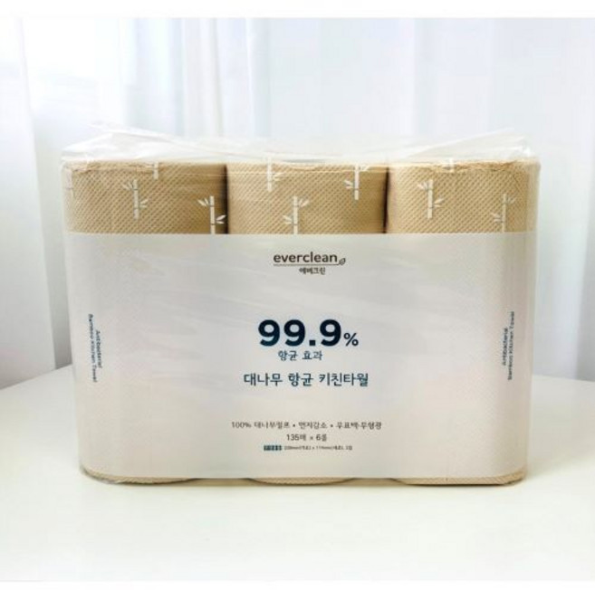 갈색 대나무 키친타올, 135매, 6개