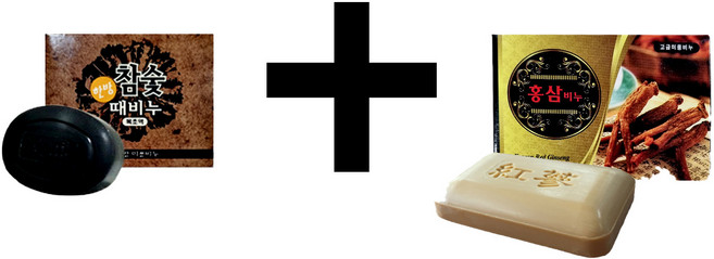 참숯100g+ 홍삼 때비누 70g 1세트