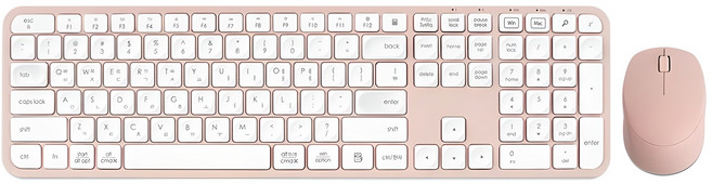 한성컴퓨터 Win / Mac 전환 무선 키보드 마우스 세트, 핑크, 일반형, LKM500