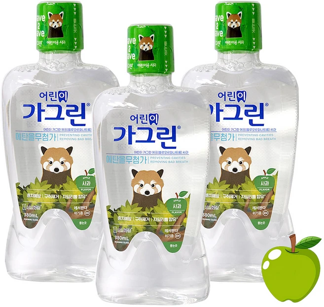 어린이 가그린 380ml x 3개세트 (사과), 본상품선택, 1, 없음 - 쿠팡