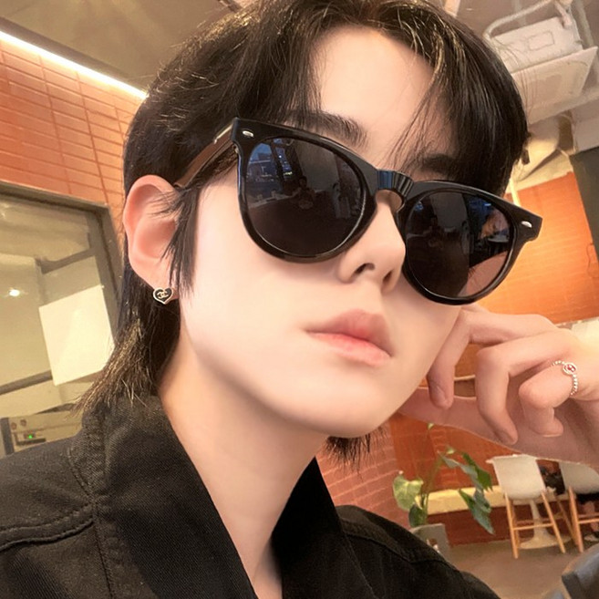 빅 오버사이즈 틴트 동글이 원형 패션 커플 뿔테 선글라스