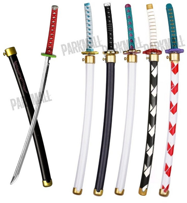 8천 사무라이 칼날 긴 버튼식 자동검 프라모델 26cm (닌자검 일본도 피규어칼 장식칼 미니칼 고리 ), 랜덤, 1개