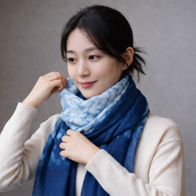 그린쏘울 천연염색 텐셀롱스카프 하늘담은쪽염색선물