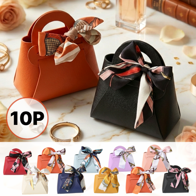 보물섬23 선물가방 리본 가죽 구디백, 10개, 1세트