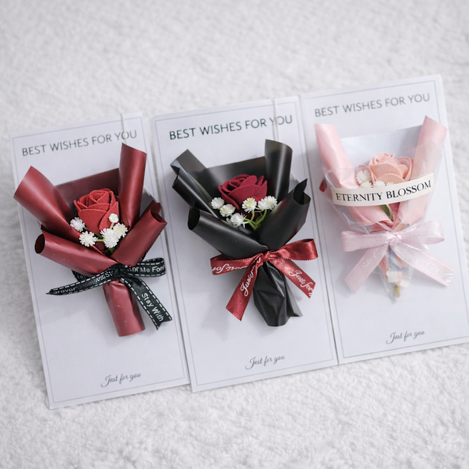 TAVUE 로맨틱 조화 꽃다발 카드 세트, 3개, 혼합색상