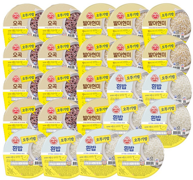 오뚜기밥 3종 24입 기획세트 1호 (흰밥 210g 8입+오곡밥 210g 8입+발아현미밥 210g 8입), 1박스, 5.04kg