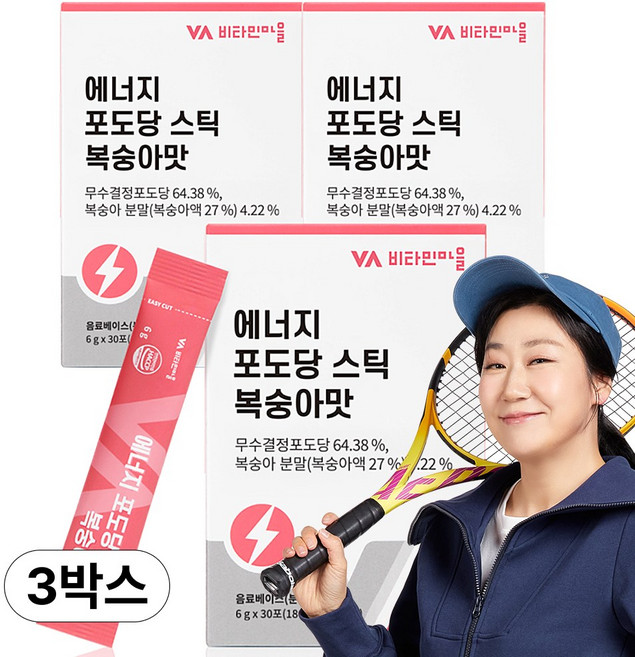 비타민마을 에너지 포도당 스틱 복숭아맛 30p, 6g, 30개입, 3개