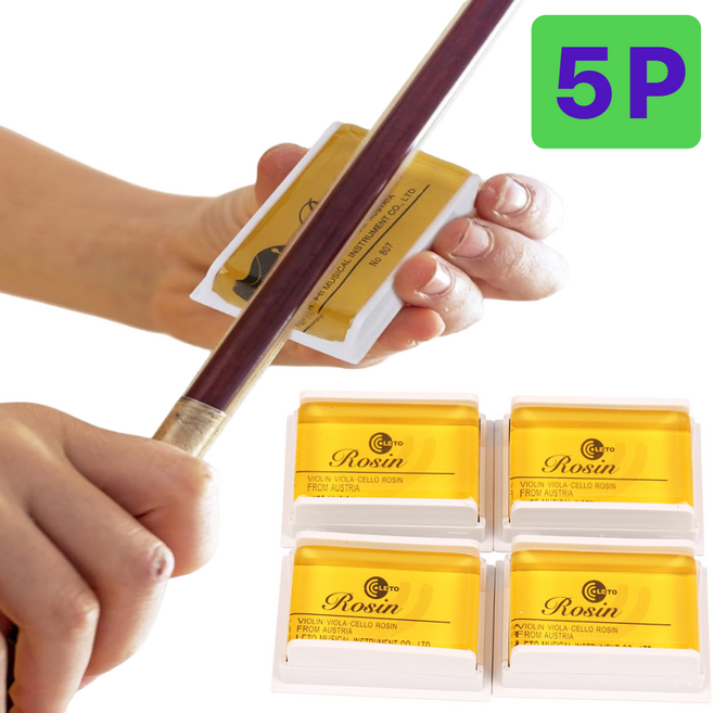 가루 날림 적은 현악기 레진 활을 꽉 잡아주는 선명한 피치, 5개, 그린옐로우