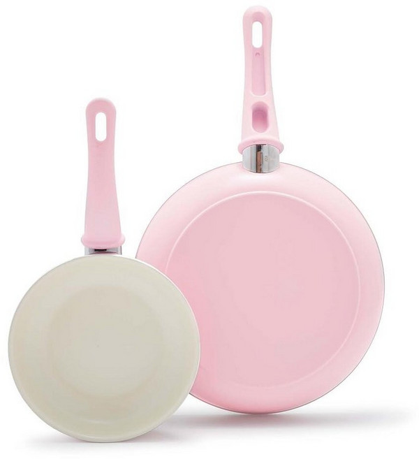 GreenLife 소프트 그립 헬시 세라믹 논스틱 프라이팬 냄비 세트 17.8cm * 25.4cm 터키, 7" & 10" Frying Pan Skillet Se, 핑크