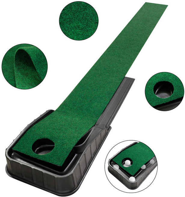 Apnoo 무소음 자동리턴 홀각도 골프 퍼팅 연습기 자동 리턴 퍼팅연습기 골프 퍼팅 연습 매트 연습용품 실내 퍼팅 연습매트, 1개