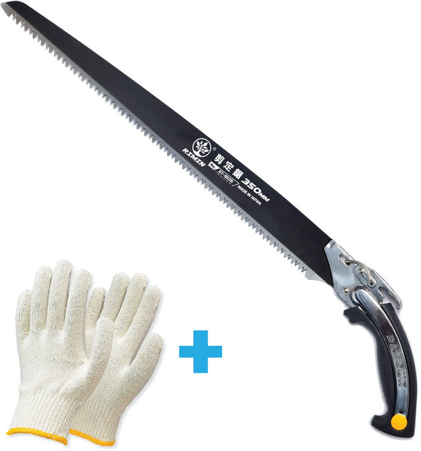 RIMIN 리민톱 일본산 전지톱 RT-9035(350mm) + 면장갑1켤레 특수불소코팅 나무톱 가지치기 농업용 가로수 전정톱, 1세트