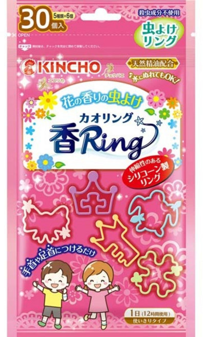 KINCHO 兒童防蚊手環 香Ring 花草香味 30入, 1個, 粉色-花草香味