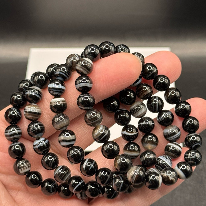 牛老爹 黑瑪瑙 纏絲瑪瑙 手串