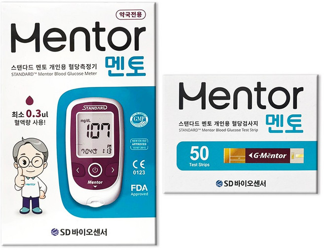 SD바이오센서 멘토 혈당측정기+검사지 50매, 1세트, mentor