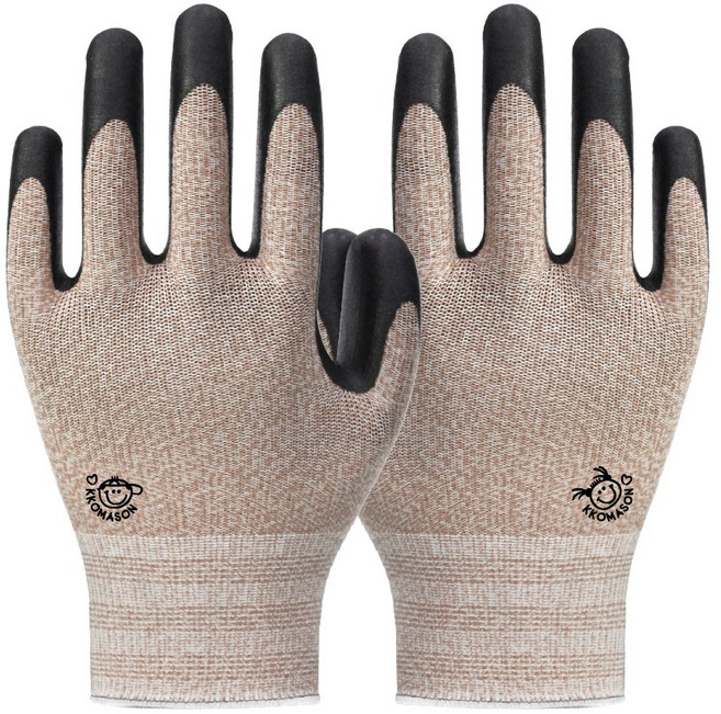 장갑이네 국산 제작 꼬마손 어린이 NBR 코팅장갑 키즈 작업장갑 텃밭 가드닝 갯벌 체험 장갑, 1세트, 베이지 M