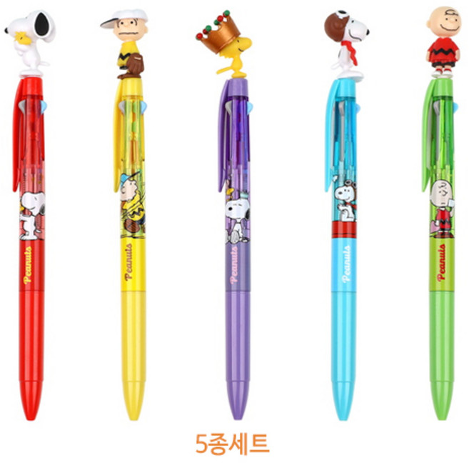 피너츠 스누피 마스코트 3색 볼펜 5종 세트 0.5mm, 4.스누피(5종세트), 1개