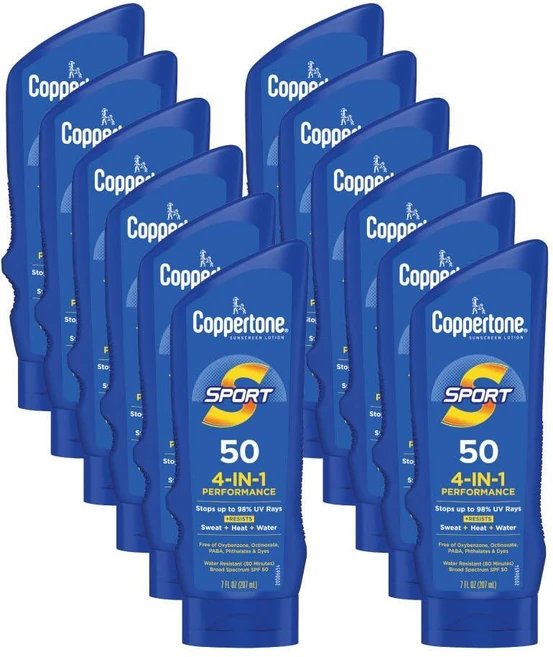 Coppertone 스포츠 자외선 차단 로션 89mL SPF 50 광범위 스펙트럼 커버(포장은 다를 수 있음), SPF 30, 7 Fl Oz (Pack of 12), 211ml - 쿠팡