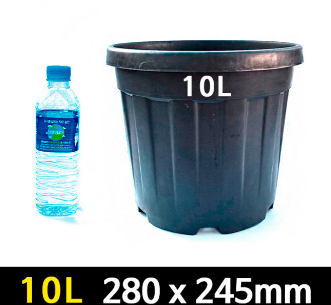 경량 플라스틱 원형화분 10L 검정 280 x 245mm 동파방지 노지 화분