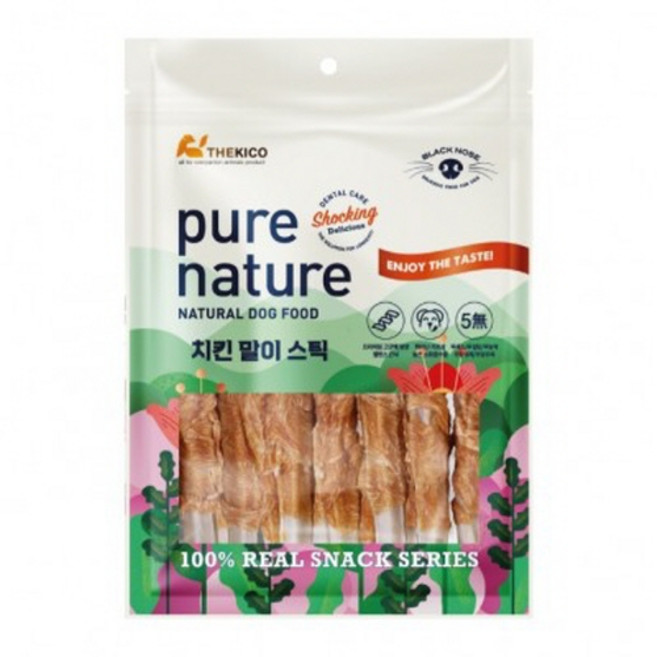 [퓨어네이쳐] 더키코 블랙노즈 강아지 스트레스 치석관리 사사미 치킨 오리 스틱 (대), 3개, 175g, 치킨말이스틱