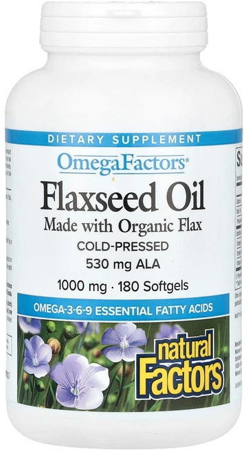 네츄럴펙터스 아마씨 오일 1000 mg 소프트젤 180정, 1개 - 쿠팡