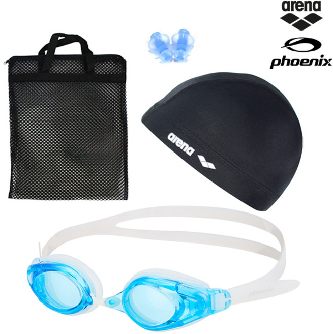 피닉스 PN-411 보급형 노미러 수경 물안경 4종세트, PN-411(아쿠아), 1개