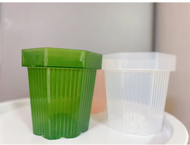 오년일기 반투명 통기성좋은 플라스틱 화분, 1개, 그린