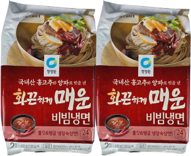 청정원 화끈하게 매운 비빔냉면 2인분(420g), 2개