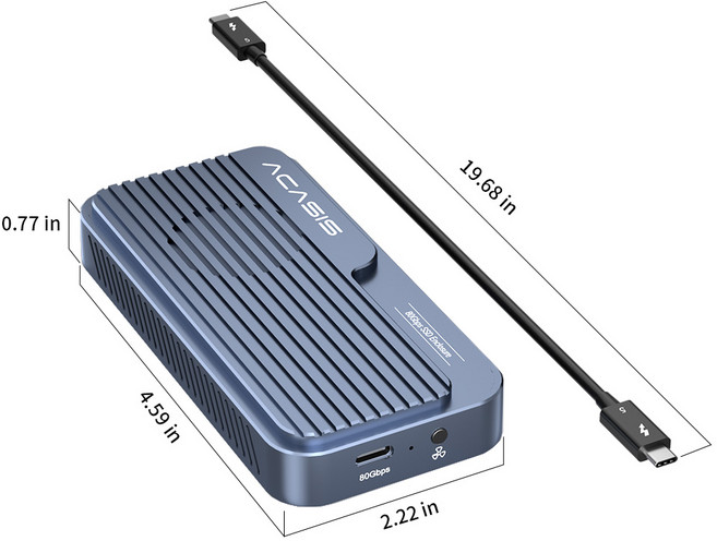 Acasis SSD 케이스 썬더볼트 M.2 NVME 인클로저 호환 맥북용 3 4/5 USB 3.0 3.1 3.2 가능 80Gbps, [01] TB501PRO, 1개