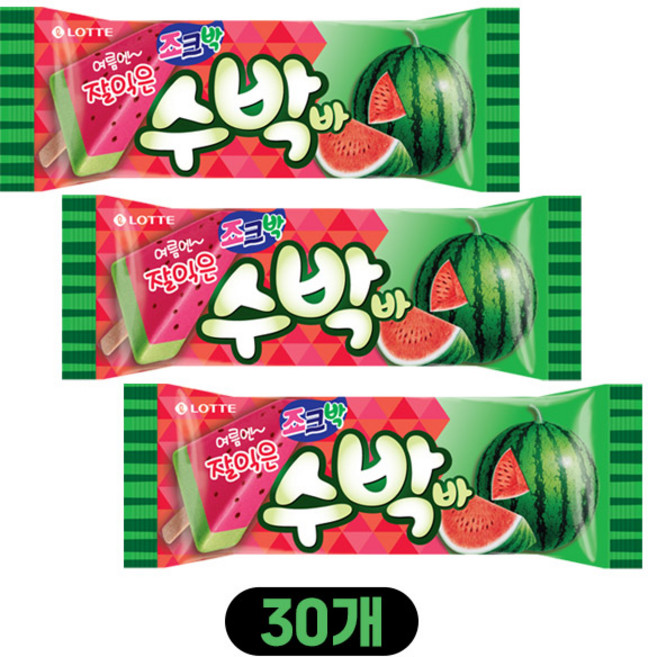 롯데제과 수박바 아이스크림, 30개, 75ml