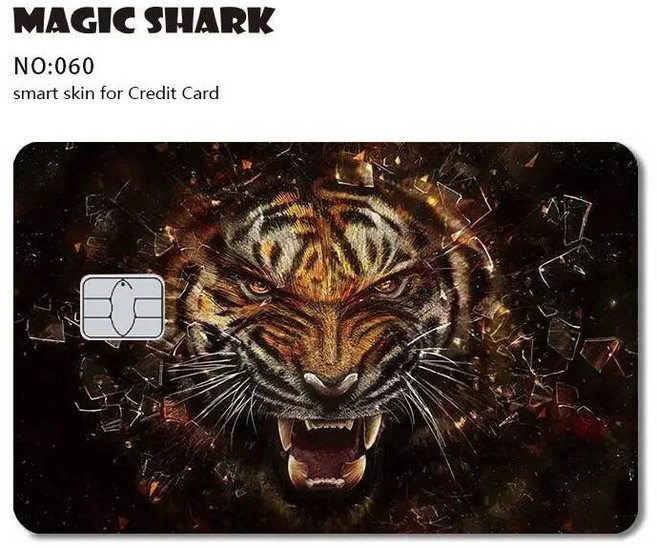 카드스티커 매직 SHARK 낙서 호랑이 소프트 스티커 필름 스킨 커버 체크 신용 카드 방수, 060, No Chip