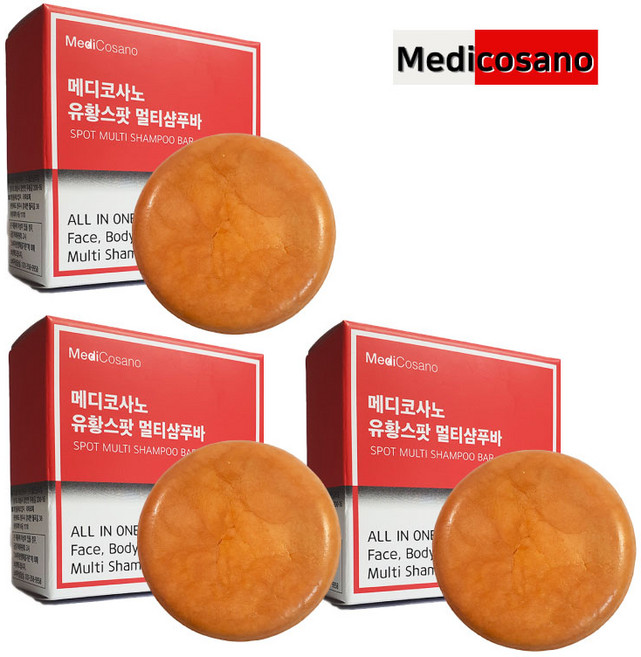메디코사노 프리미엄 유황 비누 샴푸바 100g, 3개