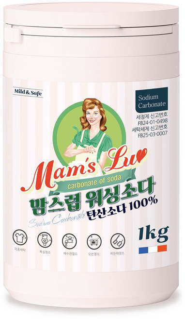 맘스럽 워싱소다 버킷 1kg 탄산소다 100% 프리미엄 세탁세제 1등급 품질 초강력 찌든때 박살 전문가용, 1개