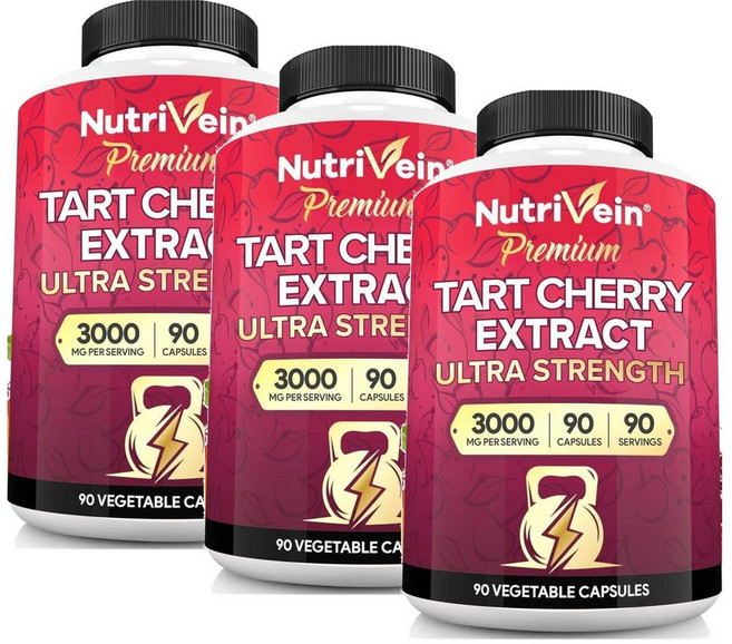 뉴트리베인 프리미엄 타트체리 파워풀 스트렝스 3000mg 캡슐 Nutrivein Tart Cherry, 90정, 3개