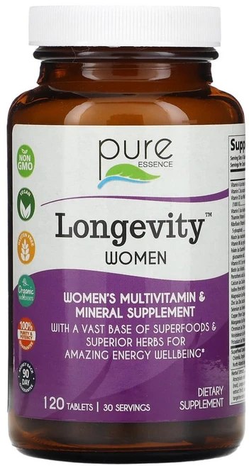 퓨어에센스 Longevity 여성용 120정, PUR01402, 1개 - 쿠팡