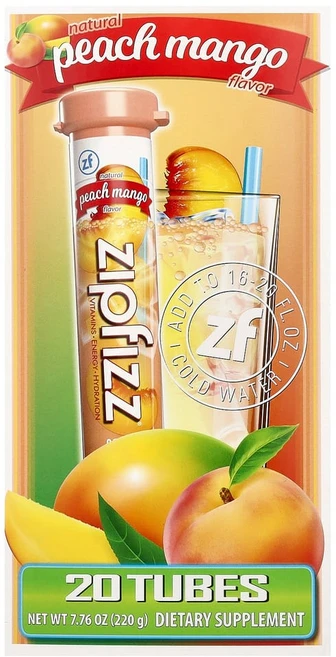 아이허브 에너지 드링크 믹스 복숭아 망고 튜브 20개 개당 11g(0.39oz), 1개, 220g - 쿠팡