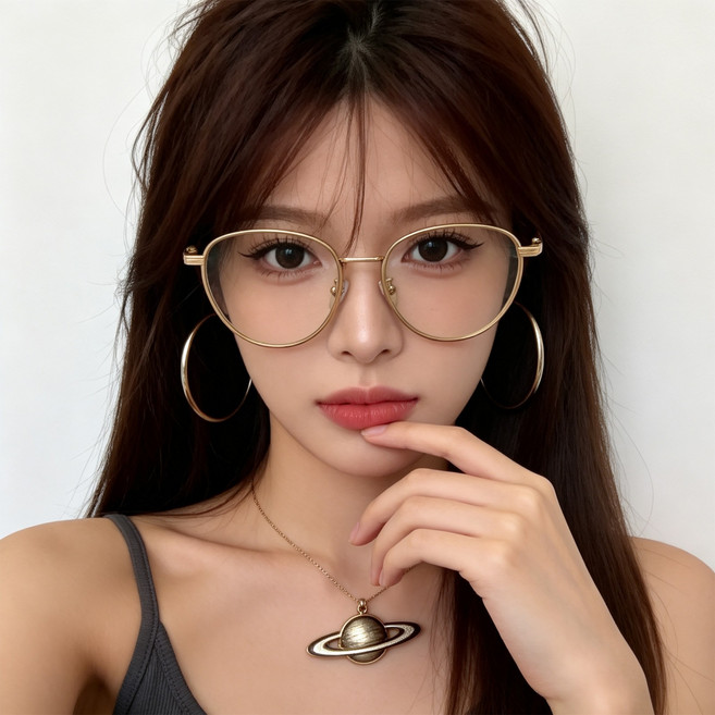 FEISEDY 메탈 캣아이 블루라이트차단 안경 여성용 레트로 패션 뿔테 Q0015