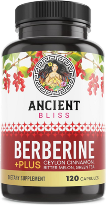 Ancient Bliss 베르베린 1200mg 120개 실론 계피 비터멜론 녹차 함유, 120정, 1개