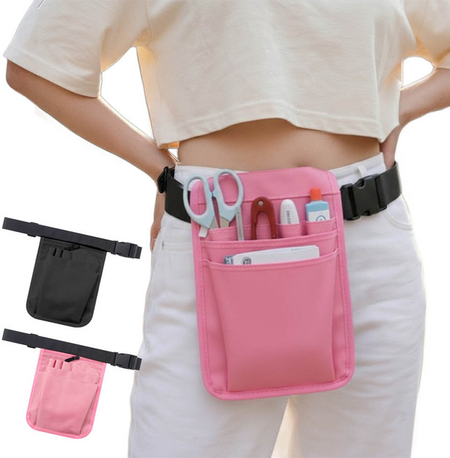 깔끔더하기 작업용 다용도 벨트 허리가방, 핑크, 1개
