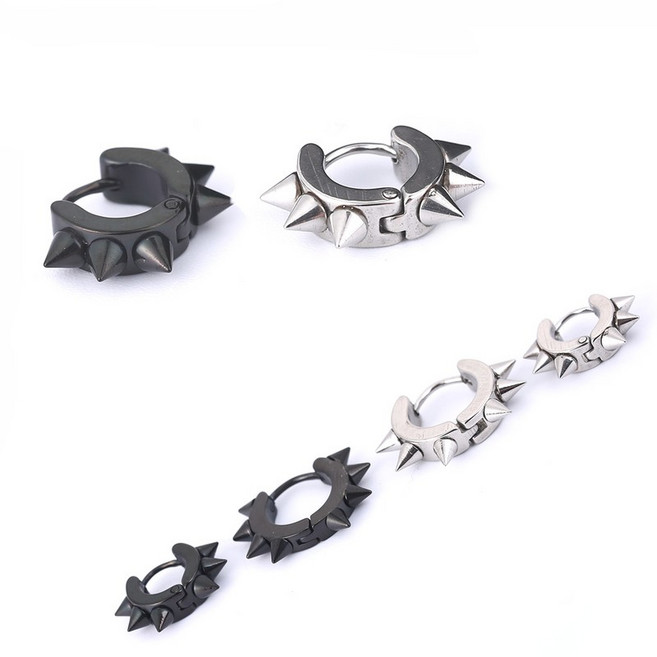 尖釘圓形耳環 鈦鋼耳骨夾