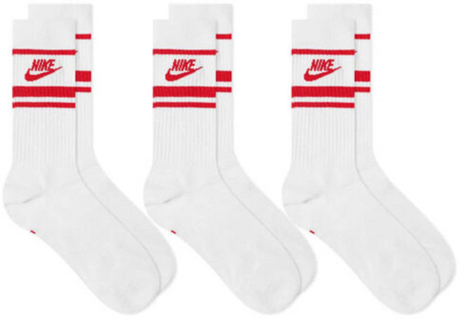 나이키 장목 스니커즈 양말 에브리데이크루삭스 흰색 빨강포인트 3켤레