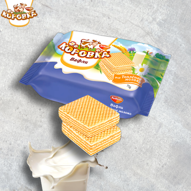 코로브카 웨하스 밀크맛 와플 유럽 러시아연방 과자, 75g, 1개