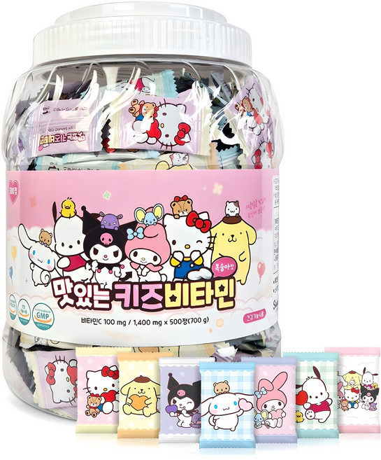 아텍스 산리오 캐릭터즈 맛있는 키즈 비타민, 500정, 1개