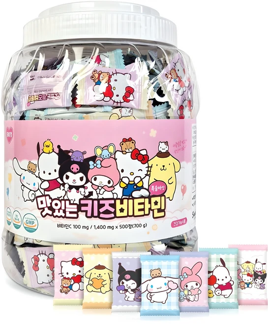 아텍스 산리오 캐릭터즈 맛있는 키즈 비타민, 500정, 1개 - 쿠팡