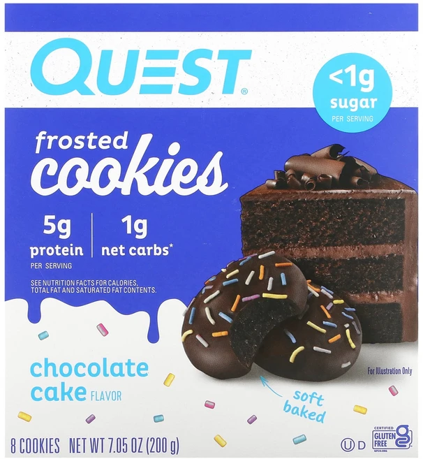 건강챙기세요 Quest Nutrition 프로스티드 Cookies 초콜릿 케이크 쿠키 8개 개당 25g(0.88oz) 백살까지오래오래, QuestNutrition프로스티드Cookies초콜릿케, 25g - 쿠팡