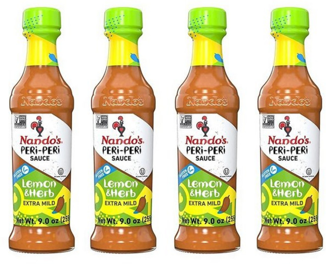 Nandos Peri Peri 소스 엑스트라 마일드 4팩 - 날개 생선 고기 쌀 또는 채소용 소스 시즈닝 또는 마리네이드 - 인공 색소 없음 향료 GMO 프리 MS