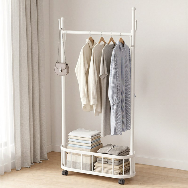 HIKAERO 선인장 디자인 행거 스탠드 옷걸이 인테리어 다용도 옷걸이, 화이트