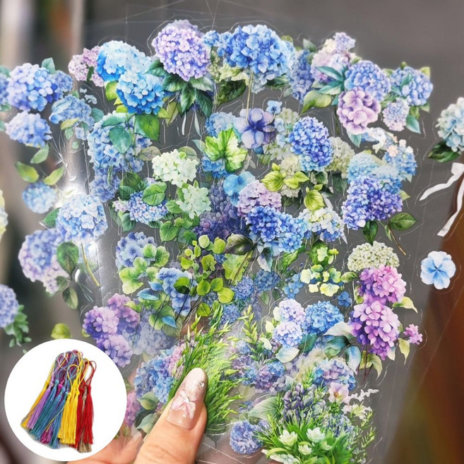 블랙장미 압화 꽃병 책갈피 만들기 DIY, 20매, 수국