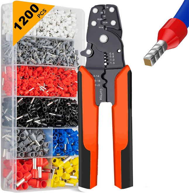 [ 1200개입 ] 펜홀단자 압착기1개 페룰 펜홀 페놀 ferrule 핀 단자 커넥터 터미널 디오일렉 크림프 배선 전선 연결, 1200개