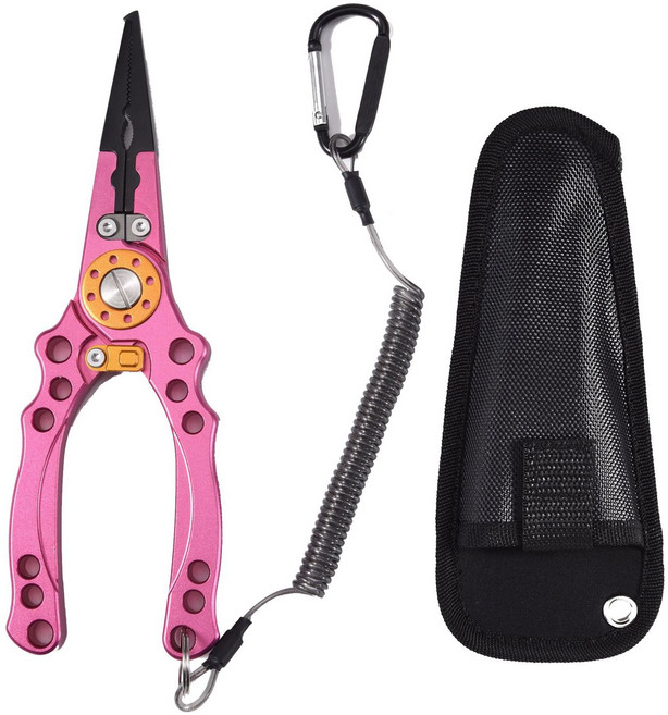 낚시 멀티 플라이어 스플릿링 알루미늄합금 케이스포함, 핑크, 1개